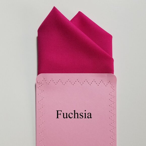 New - Fuchsia Pink Cotton Pre-Folded Pocket Square Handkerchief Insert - Picture 3 of 6